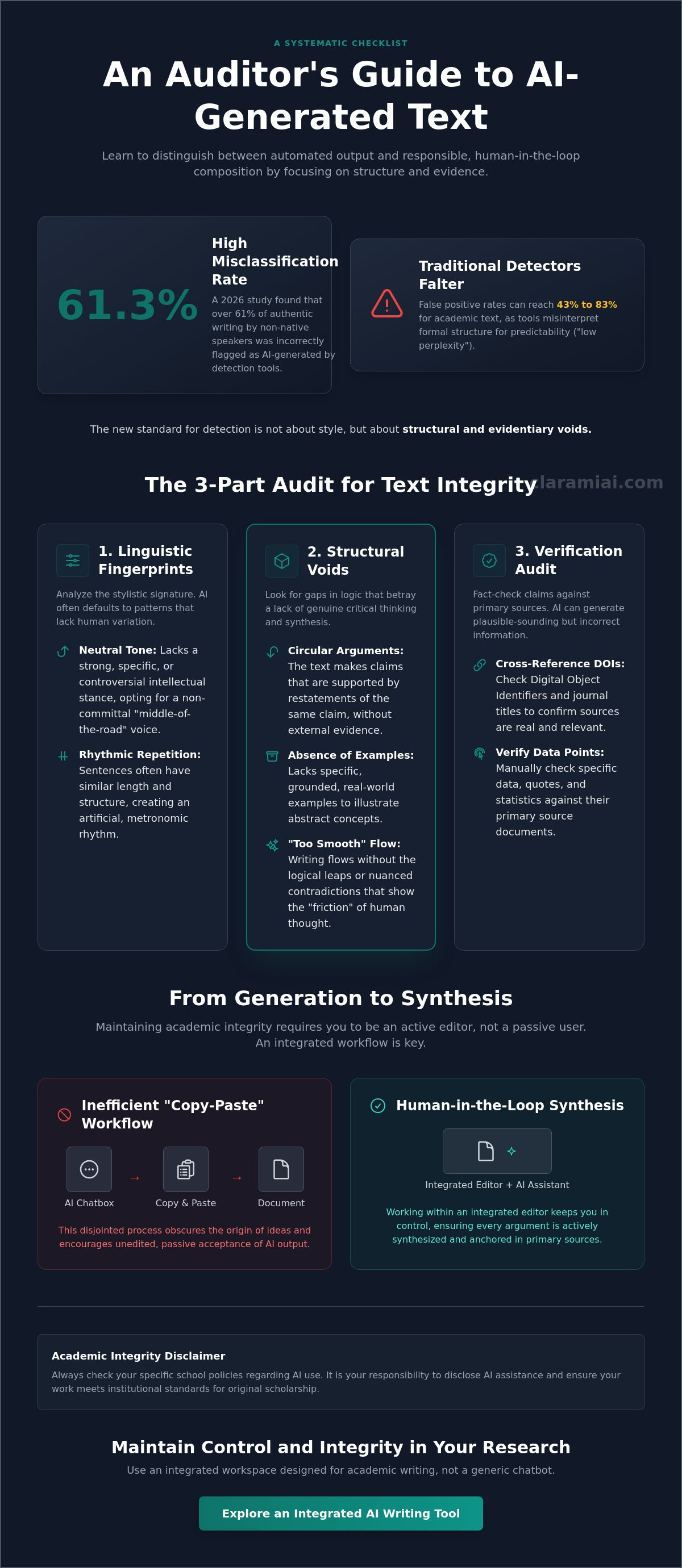 How to tell if writing is ai: A 2026 checklist for academic integrity infographic