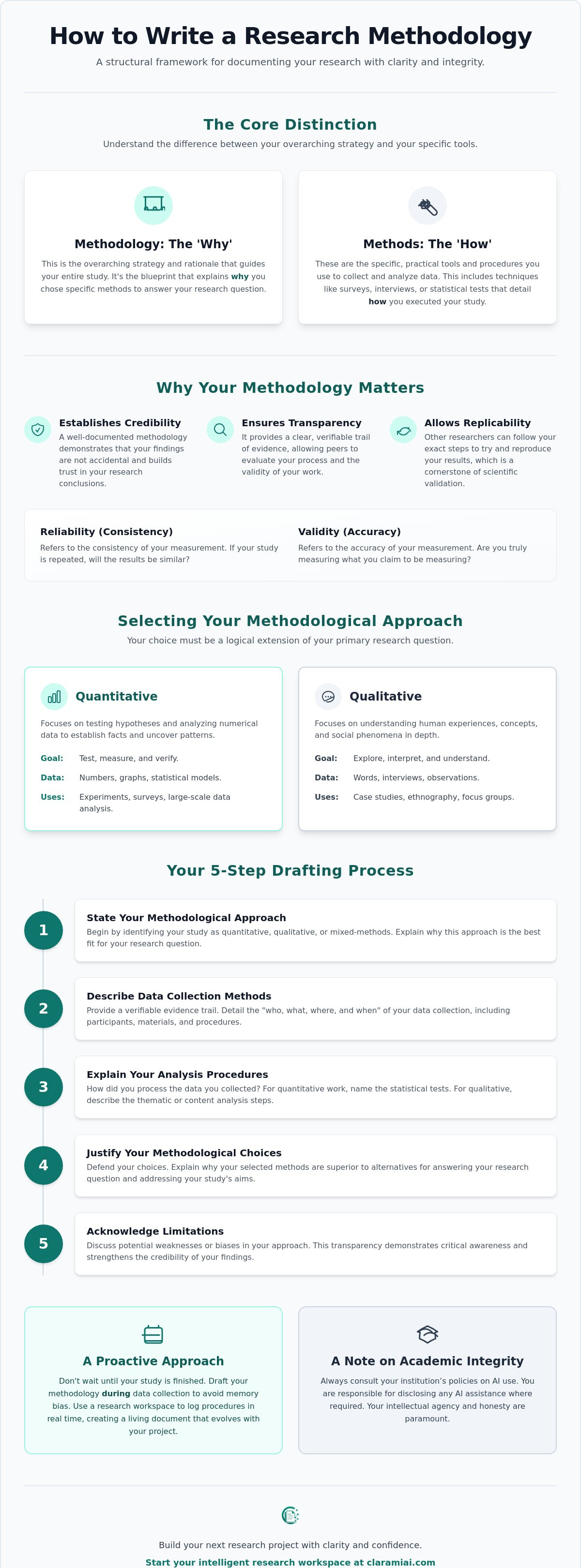 How to Write a Research Methodology: A Step-by-Step Guide infographic
