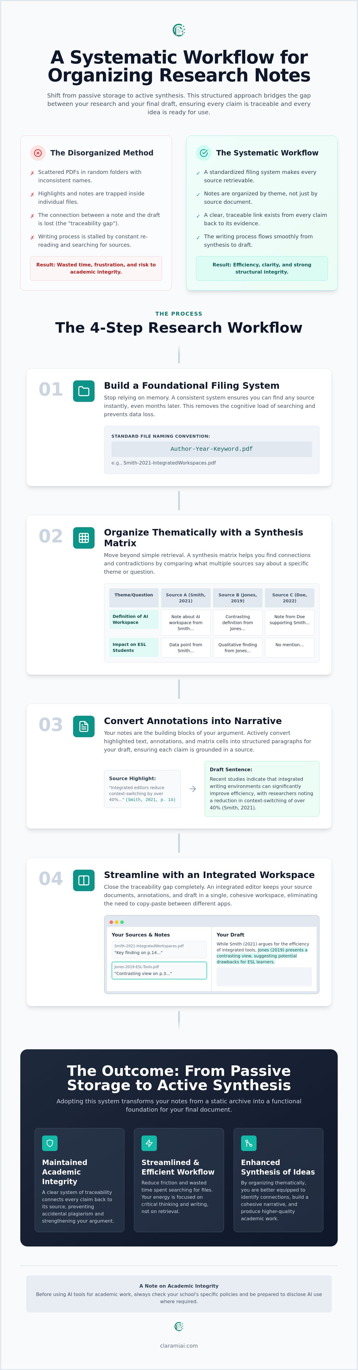 Best way to organize research notes for academic and professional writing infographic
